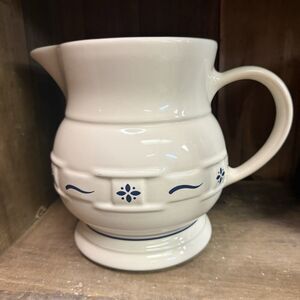 Longaberger Pottery Woven Traditions Blue Large Milk Pitcher Made In USA